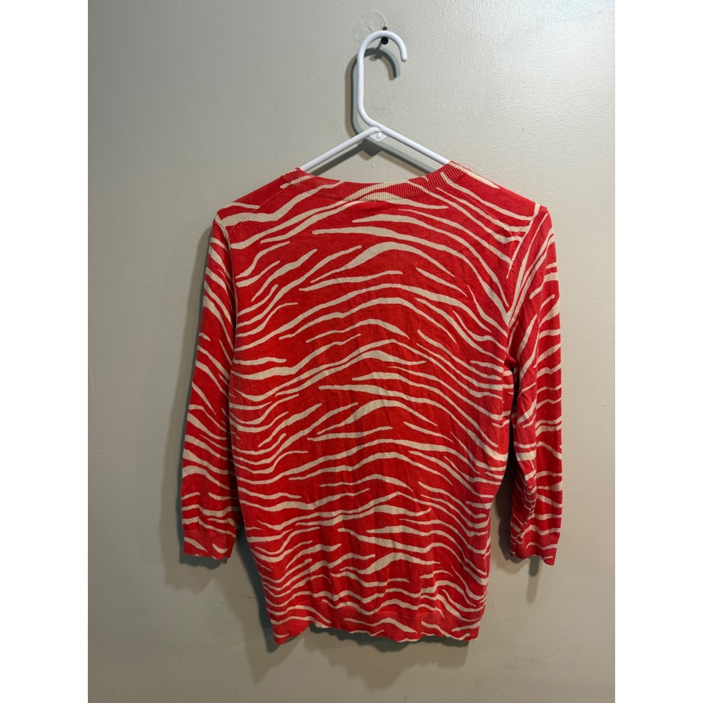 Madison Womens Coral Zebra Print Cardigan V-Neck 3/4 Sleeve Sweater Size M NEW - Picture 5 of 8